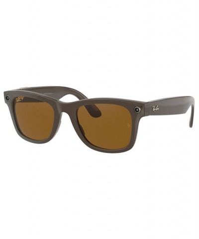 Stories Wayfarer 53 Unisex Polarized Smart Glasses Shiny Brown $75.67 Unisex