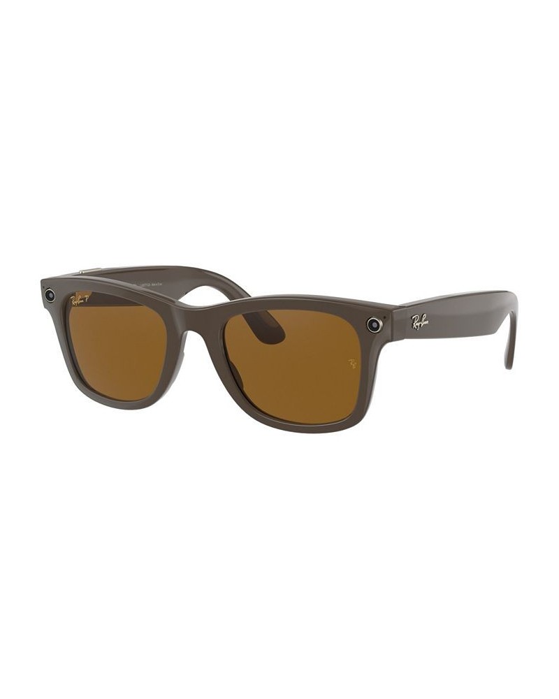 Stories Wayfarer 53 Unisex Polarized Smart Glasses Shiny Brown $75.67 Unisex