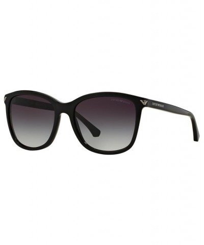 Women's Low Bridge Fit Sunglasses EA4060F 56 Shiny Black $44.72 Womens