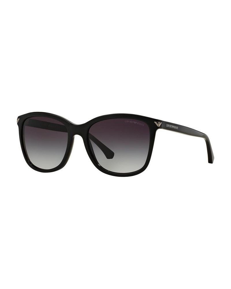 Women's Low Bridge Fit Sunglasses EA4060F 56 Shiny Black $44.72 Womens