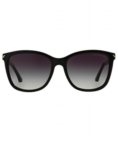 Women's Low Bridge Fit Sunglasses EA4060F 56 Shiny Black $44.72 Womens