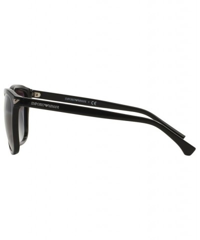 Women's Low Bridge Fit Sunglasses EA4060F 56 Shiny Black $44.72 Womens