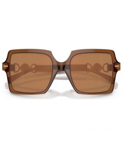 Women's Low Bridge Fit Sunglasses VE4441F Transparent Brown $79.25 Womens