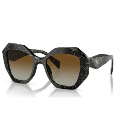 Women's Polarized Low Bridge Fit Sunglasses PR 16WSF53-YP Black/Yellow Marble $48.30 Womens