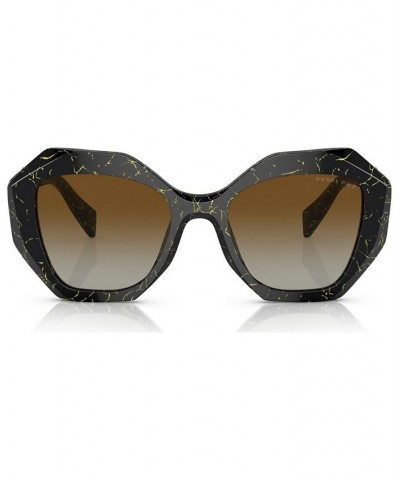 Women's Polarized Low Bridge Fit Sunglasses PR 16WSF53-YP Black/Yellow Marble $48.30 Womens