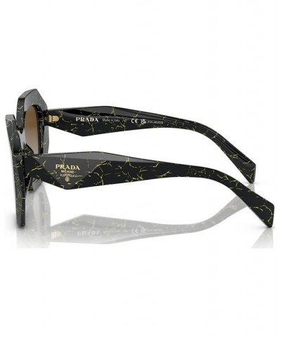 Women's Polarized Low Bridge Fit Sunglasses PR 16WSF53-YP Black/Yellow Marble $48.30 Womens