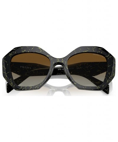 Women's Polarized Low Bridge Fit Sunglasses PR 16WSF53-YP Black/Yellow Marble $48.30 Womens