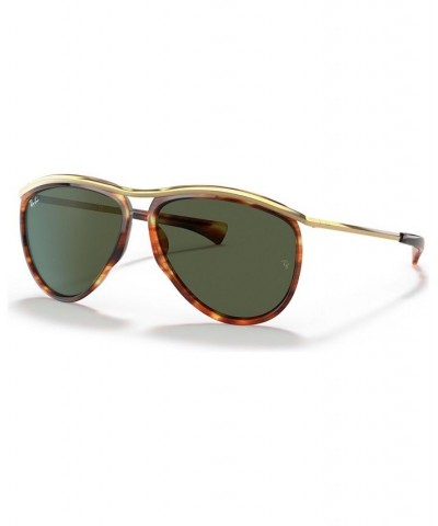 OLYMPIAN AVIATOR Sunglasses RB2219 59 STRIPPED HAVANA/GREEN $48.72 Unisex