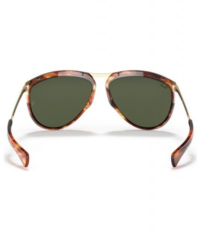 OLYMPIAN AVIATOR Sunglasses RB2219 59 STRIPPED HAVANA/GREEN $48.72 Unisex