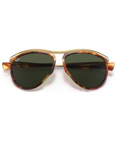 OLYMPIAN AVIATOR Sunglasses RB2219 59 STRIPPED HAVANA/GREEN $48.72 Unisex