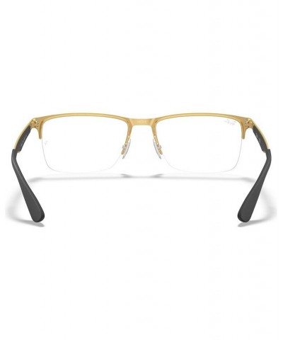 RX6335 Unisex Rectangle Eyeglasses Gold Blk $44.75 Unisex