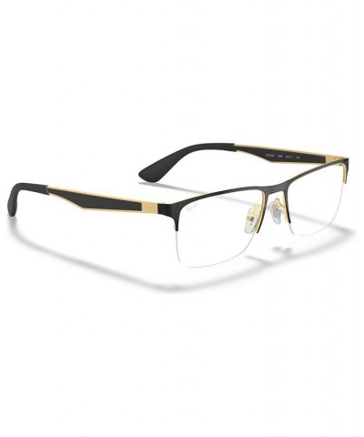 RX6335 Unisex Rectangle Eyeglasses Gold Blk $44.75 Unisex