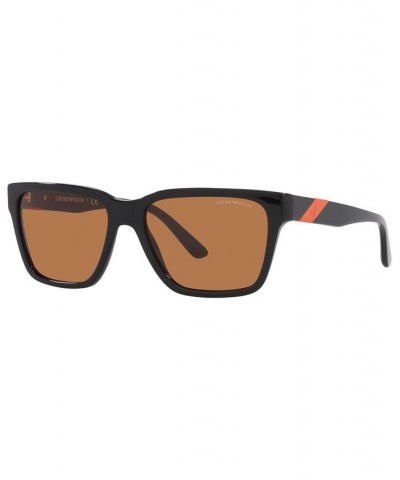 Men's Sunglasses EA4177 57 Shiny Striped Brown $55.50 Mens