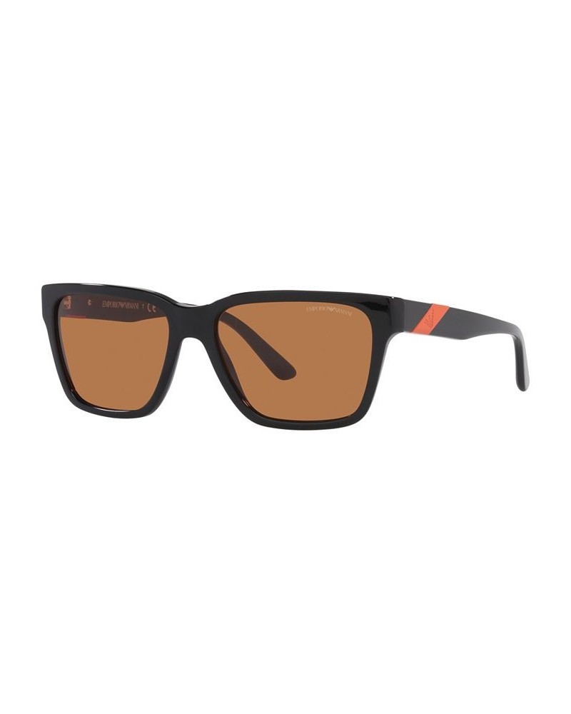 Men's Sunglasses EA4177 57 Shiny Striped Brown $55.50 Mens