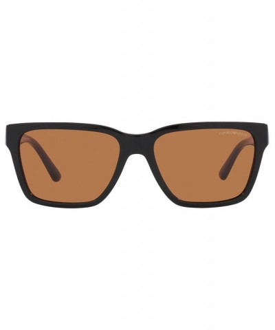 Men's Sunglasses EA4177 57 Shiny Striped Brown $55.50 Mens