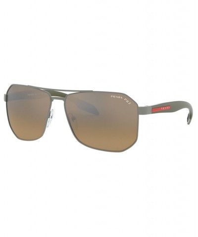 Men's Polarized Sunglasses PS 51VS 62 GUNMETAL RUBBER/POLAR BROWN MIRROR GREY GRAD $25.97 Mens