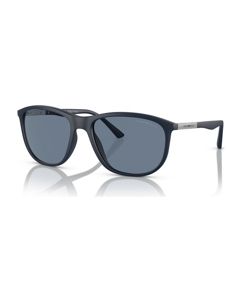 Men's Polarized Sunglasses EA4201 Matte Blue $42.84 Mens