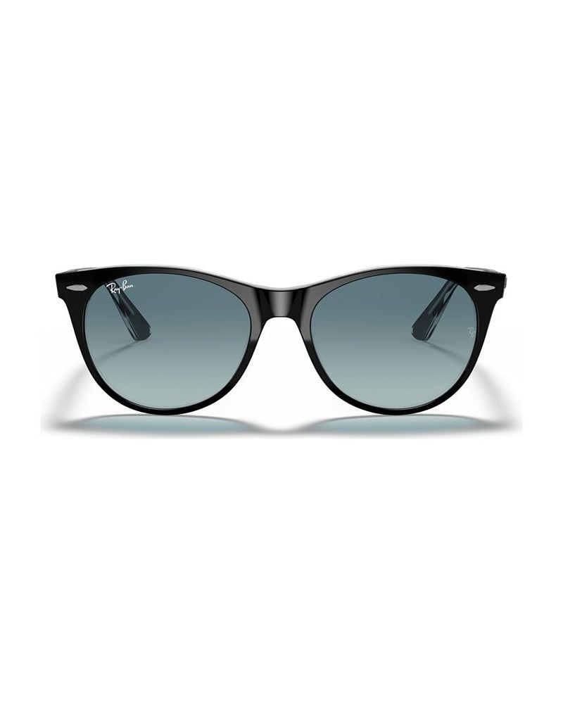 Unisex Sunglasses RB2185 RB2185 55 WAYFARER II CLASSIC Black On Trasparent - Blue Gradient Gray $51.62 Unisex