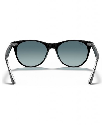 Unisex Sunglasses RB2185 RB2185 55 WAYFARER II CLASSIC Black On Trasparent - Blue Gradient Gray $51.62 Unisex