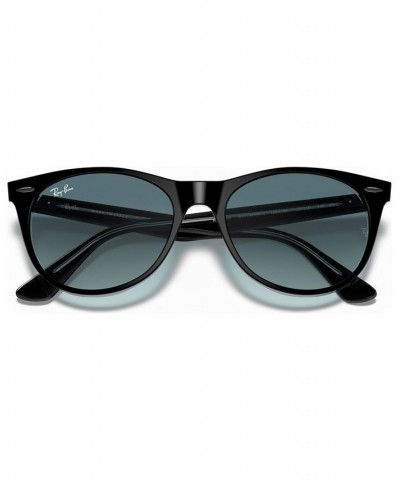 Unisex Sunglasses RB2185 RB2185 55 WAYFARER II CLASSIC Black On Trasparent - Blue Gradient Gray $51.62 Unisex