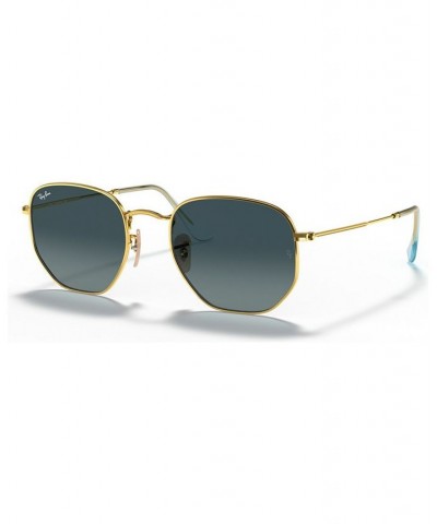 Unisex Sunglasses RB3548N 51 HEXAGONAL FLAT LENSES Gold - Blue Gradient Gray $30.26 Unisex