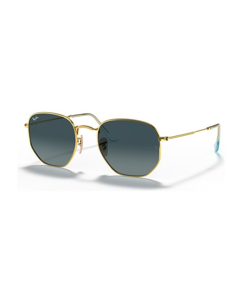 Unisex Sunglasses RB3548N 51 HEXAGONAL FLAT LENSES Gold - Blue Gradient Gray $30.26 Unisex