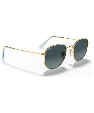 Unisex Sunglasses RB3548N 51 HEXAGONAL FLAT LENSES Gold - Blue Gradient Gray $30.26 Unisex