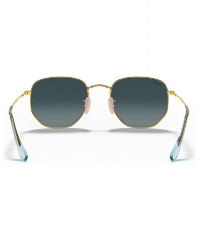 Unisex Sunglasses RB3548N 51 HEXAGONAL FLAT LENSES Gold - Blue Gradient Gray $30.26 Unisex