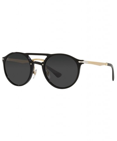 Unisex Polarized Sunglasses PO3264S 50 Black Gold-Tone $114.21 Unisex