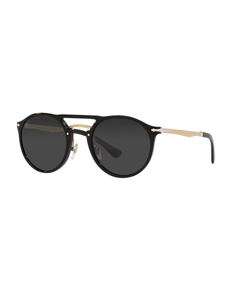 Unisex Polarized Sunglasses PO3264S 50 Black Gold-Tone $114.21 Unisex