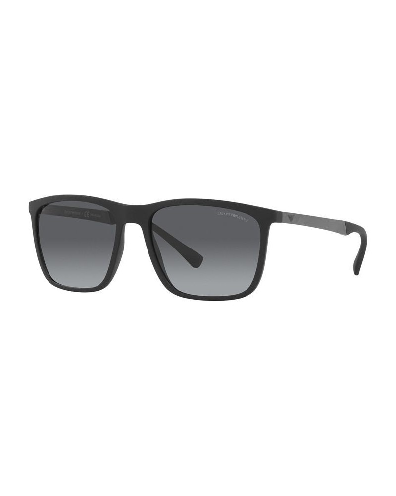 Men's Polarized Sunglasses EA4150 59 Matte Black $38.08 Mens