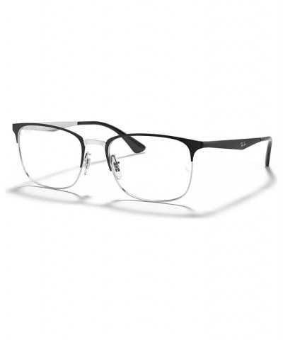 RX6421 Unisex Rectangle Eyeglasses Black Silv $37.59 Unisex