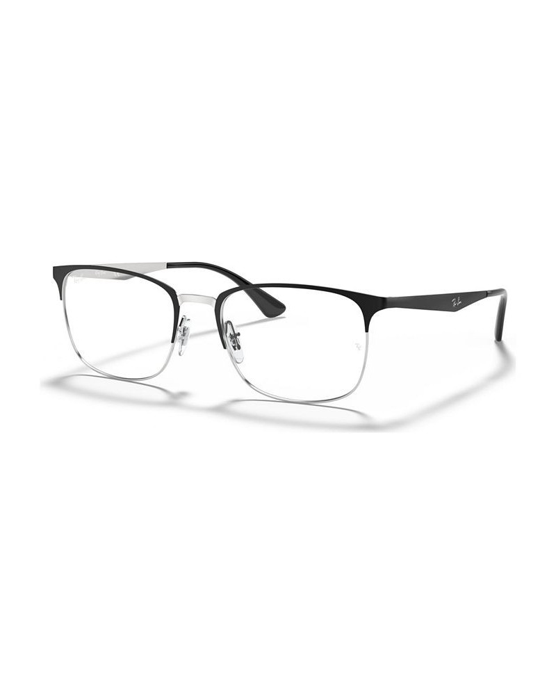 RX6421 Unisex Rectangle Eyeglasses Black Silv $37.59 Unisex