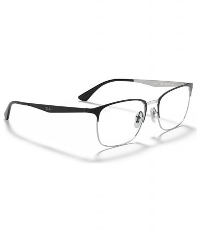 RX6421 Unisex Rectangle Eyeglasses Black Silv $37.59 Unisex