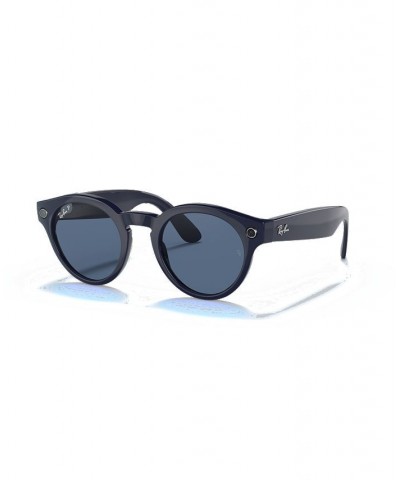 Stories Polarized Round Smart Glasses Shiny Blue $72.38 Unisex