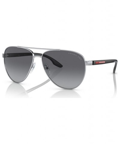 Men's Polarized Sunglasses PS 52YS61-YP Silver-Tone $100.17 Mens