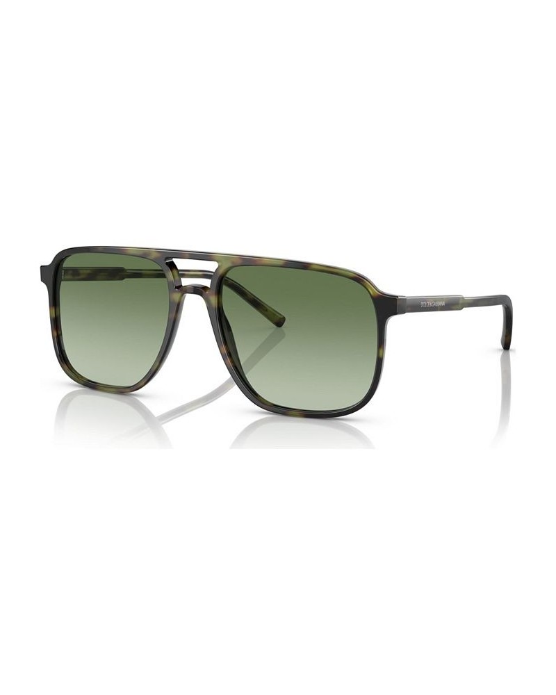 Men's Low Bridge Fit Sunglasses DG4423F58-Y Green Havana $46.40 Mens