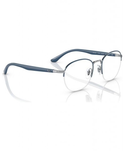 Unisex Square Eyeglasses RX648752-O Blue On Silver-Tone $23.24 Unisex