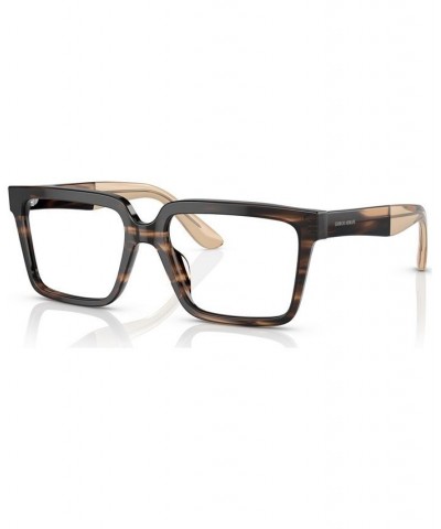 Men's Square Eyeglasses AR7230U53-O Shiny Striped Brown $101.21 Mens