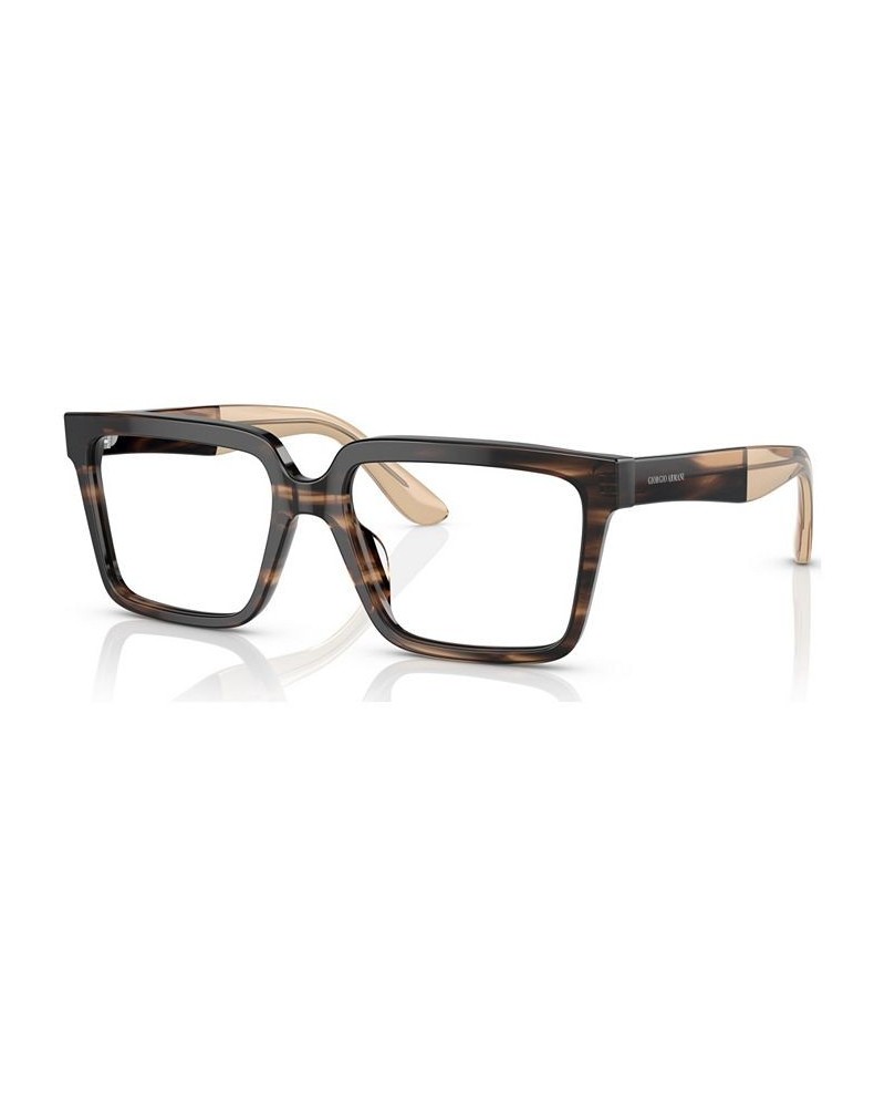 Men's Square Eyeglasses AR7230U53-O Shiny Striped Brown $101.21 Mens