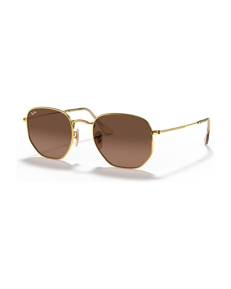 Unisex Sunglasses RB3548N 51 HEXAGONAL FLAT LENSES Gold - Brown Gradient Gray $21.36 Unisex