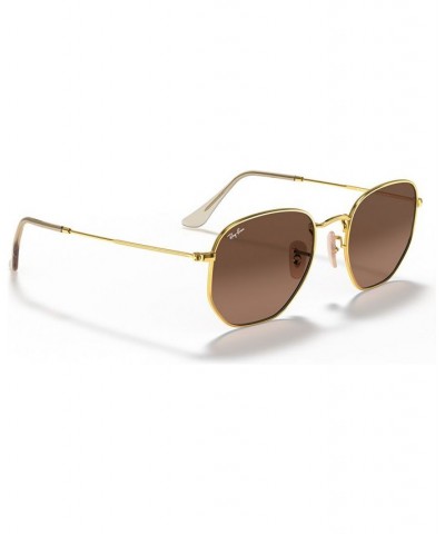 Unisex Sunglasses RB3548N 51 HEXAGONAL FLAT LENSES Gold - Brown Gradient Gray $21.36 Unisex