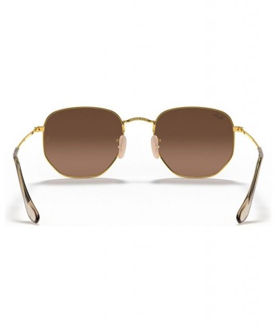 Unisex Sunglasses RB3548N 51 HEXAGONAL FLAT LENSES Gold - Brown Gradient Gray $21.36 Unisex