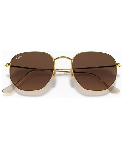 Unisex Sunglasses RB3548N 51 HEXAGONAL FLAT LENSES Gold - Brown Gradient Gray $21.36 Unisex