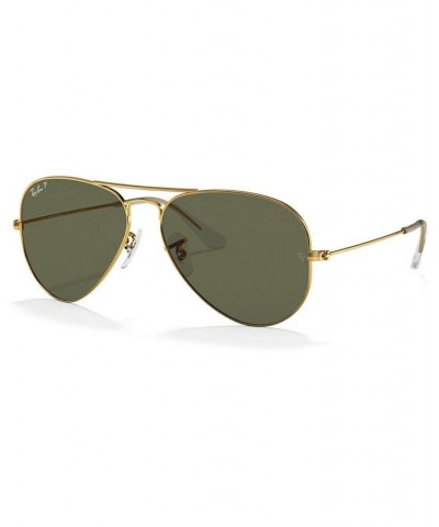 Polarized Sunglasses RB3025 AVIATOR CLASSIC BLACK MATTE/GREEN POLAR $40.47 Unisex