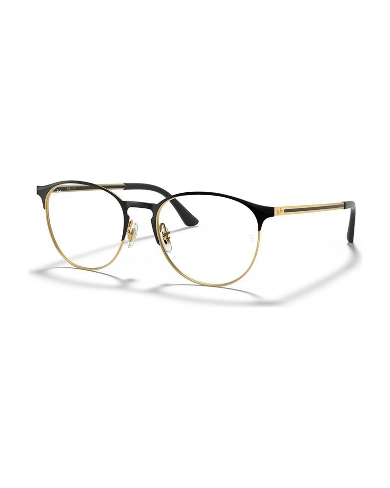 RX6375 Unisex Round Eyeglasses Gold Blk $26.56 Unisex