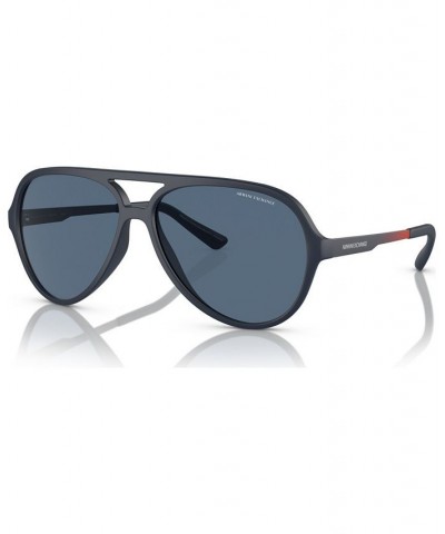 Men's Low Bridge Fit Sunglasses AX4133SF Matte Blue $22.96 Mens