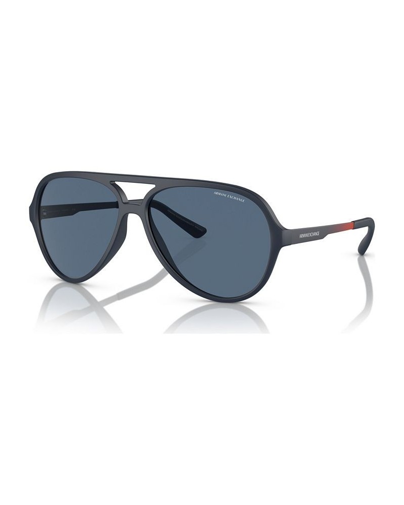 Men's Low Bridge Fit Sunglasses AX4133SF Matte Blue $22.96 Mens