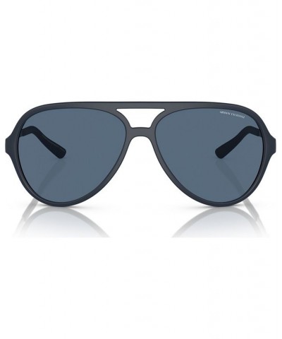 Men's Low Bridge Fit Sunglasses AX4133SF Matte Blue $22.96 Mens