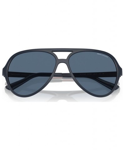 Men's Low Bridge Fit Sunglasses AX4133SF Matte Blue $22.96 Mens